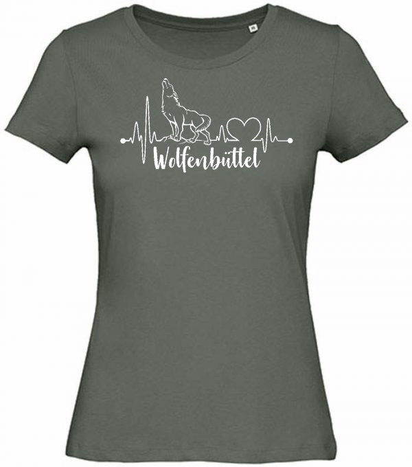 Wolfenbüttel Damen T-Shirt - Herzschlag Mit Wolf von TShirtSchmiede