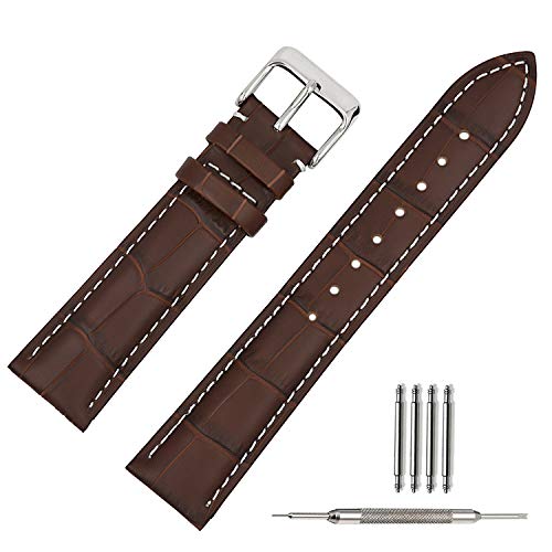 TStrap Uhrenarmband 20mm - Leder Armband Herren - Lederarmband Uhrenband mit Edelstahl Dornschließe - 14mm 16mm 18mm 19mm 21mm 22mm 23mm 24mm von TStrap