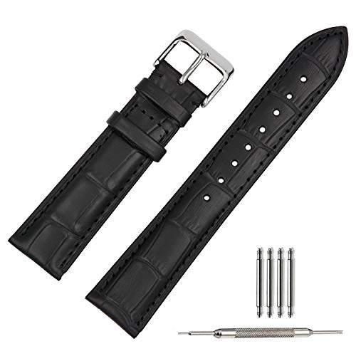TStrap Uhrenarmband 19mm - Leder Armband Herren - Lederarmband Uhrenband mit Edelstahl Dornschließe - 14mm 16mm 18mm 20mm 21mm 22mm 23mm 24mm von TStrap
