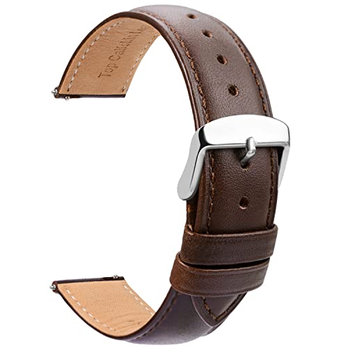 TStrap Leder Uhrenarmbänder 16mm - Ersatz Weich Braun Schnellverschluss Uhrenarmband - Smartwatch Armband für Herren Damen - Sportarmband mit Dornschließe - 14mm 18mm 19mm 20mm 21mm 22mm 23mm 24mm von TStrap