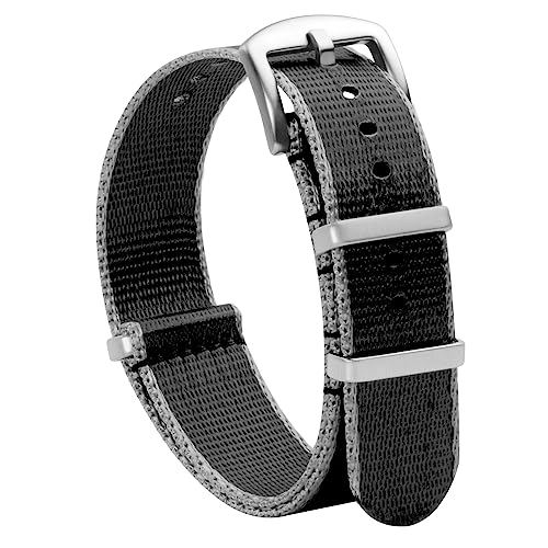 TStrap Nato Uhrenarmband 20mm Nylon - Grau Schwarz Armband Uhren für Herren Damen Ersatz - Weich Schnellwechsel Uhrband Ersatzarmband Uhr - 18mm 20mm 22mm 24mm von TStrap