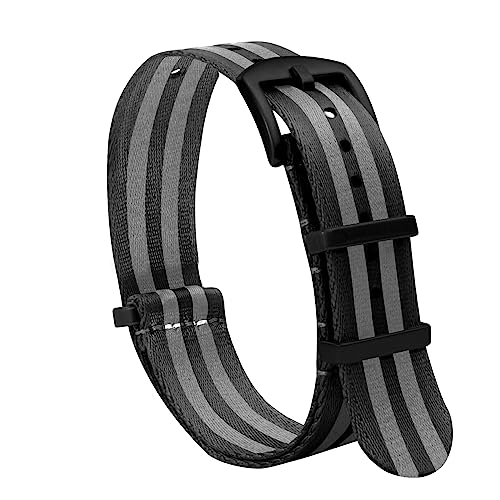 TStrap Nato Uhrenarmband 20mm Nylon - Schwarz Grau Armband Uhren für Herren Damen Ersatz - Weich Schnellwechsel Uhrband Ersatzarmband Uhr - 18mm 20mm 22mm 24mm von TStrap