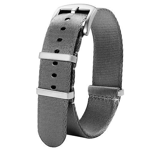 TStrap NATO Uhrenarmband 22mm Nylon - Grau Armband Uhren für Herren Damen Ersatz - Weich Schnellwechsel Uhrband Ersatzarmband Uhr - 18mm 20mm 22mm 24mm von TStrap