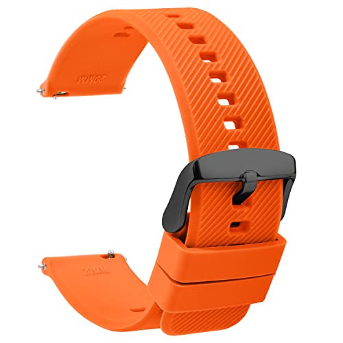 TStrap Silikon-Uhrenarmband, 20 mm, Schnellverschluss, weiches Gummi, schwarz, wasserdicht, Militär-Uhrenarmband für Männer und Frauen, für Smartwatch-Armbänder, 19 mm, Military von TStrap