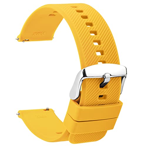 TStrap Silikon Uhrenarmband Schnellspanner 18mm - Weich Gelb Gummi Ersatz Uhrband für Smartwatch - Mehrere Farben für Herren Damen - wasserdichte Sport Edelstahlschnalle - 20mm 22mm TStrap Silikon Uhrenarmband Schnellspanner 18mm - Weich Gelb Gummi Ersatz Uhrband für Smartwatch - Mehrere Farben für Herren Damen - wasserdichte Sport Edelstahlschnalle - 20mm 22mm von TStrap