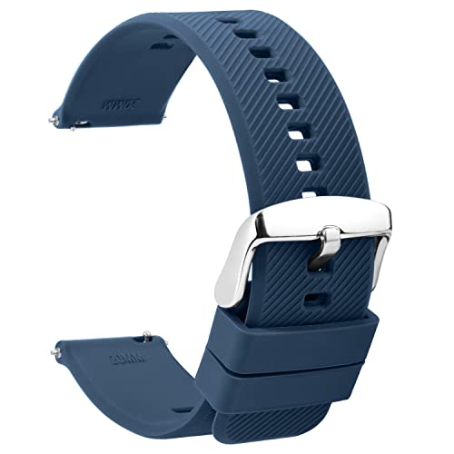 TStrap Silikon Uhrenarmband Schnellspanner 22mm - Weich Navy Blau Gummi Ersatz Uhrband für Smartwatch - Mehrere Farben für Herren Damen - Wasserdichte Sport Edelstahlschnalle - 18mm 20mm von TStrap