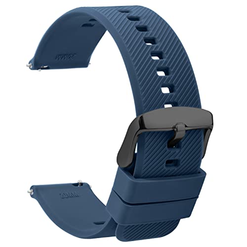 TStrap Silikon Uhrenarmband Schnellspanner 22mm - Weich Navy Blau Gummi Ersatz Uhrband für Smartwatch - Mehrere Farben für Herren Damen - Wasserdichte Sport Edelstahlschnalle - 18mm 20mm TStrap Silikon Uhrenarmband Schnellspanner 22mm - Weich Navy Blau Gummi Ersatz Uhrband für Smartwatch - Mehrere Farben für Herren Damen - Wasserdichte Sport Edelstahlschnalle - 18mm 20mm von TStrap