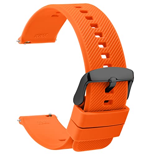 TStrap Silikon Uhrenarmband Schnellspanner 22mm - Weich Orange Gummi Ersatz Uhrband für Smartwatch - Mehrere Farben für Herren Damen - wasserdichte Sport Edelstahlschnalle - 18mm 20mm TStrap Silikon Uhrenarmband Schnellspanner 22mm - Weich Orange Gummi Ersatz Uhrband für Smartwatch - Mehrere Farben für Herren Damen - wasserdichte Sport Edelstahlschnalle - 18mm 20mm von TStrap