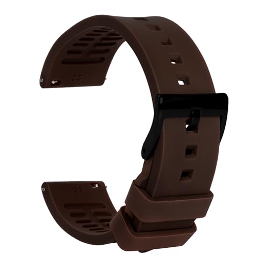 TStrap SilikonUhrenarmband Sport 22mm - Braun Gummi Uhr Armband Weich mit Schnellverschluss - Smartwatch Ersatzarmband für Herren und Damen - 18mm 19mm 20mm 21mm 22mm 24mm von TStrap