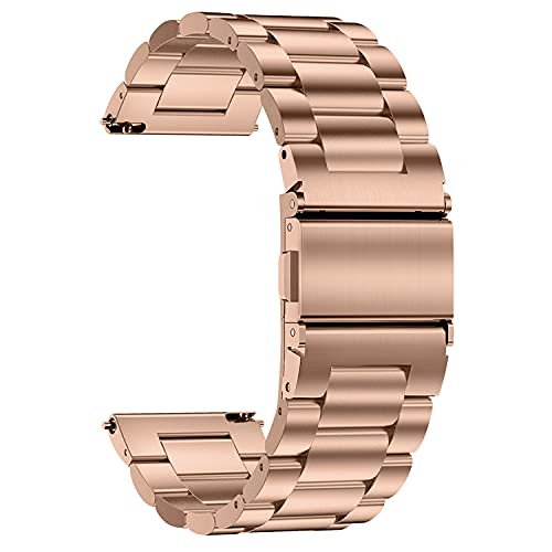 TStrap Uhrenarmband aus Metall 20mm - Roségold Uhrenarmbänder mit Schnellverschluss für Herren und Damen - Smartwatch Armband aus Gebürstetem Massivem Edelstahl Ersatzband - 16mm 18mm 20mm 22mm von TStrap