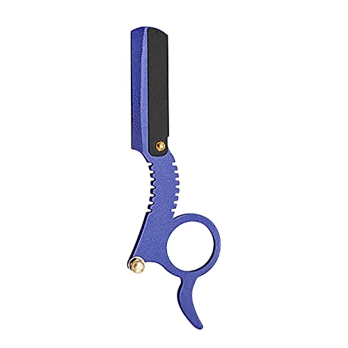 Barber Razor Klassisches Retro Rasiermesser mit geradem Rand Austauschbare Klingen Multifunktions Herrenstyling Bart Rasier Rasiermesser Razor Friseur Trimmen Werkzeug (Blau) von TT-