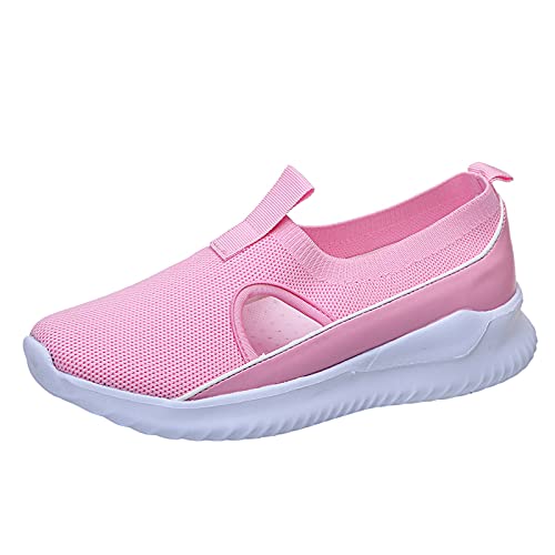 Damen Closed-TOA Slippers Wedge Sneaker Mesh Atmungsaktiv Espadrilles Running Casual Shoes Straßenlaufschuhe Walkingschuhe Schuhe Freizeitschuhe Women Casual Shoes Hausschuhe (Rosa, 37) von TT-