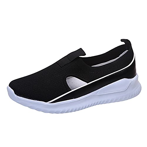 Damen Closed-TOA Slippers Wedge Sneaker Mesh Atmungsaktiv Espadrilles Running Casual Shoes Straßenlaufschuhe Walkingschuhe Schuhe Freizeitschuhe Women Casual Shoes Hausschuhe (Schwarz, 37) von TT-