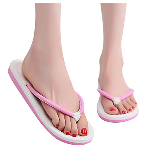 Damen Herren Hausschuhe Flip-On Zehentrenner | Flip Flops | Badelatschen | Sandalen Strandschuhe | Duschlatschen | Zehenstegpantolette | Freizeit | Bad | Sauna Schuhe Beach Slippers (Rosa, 37) von TT-