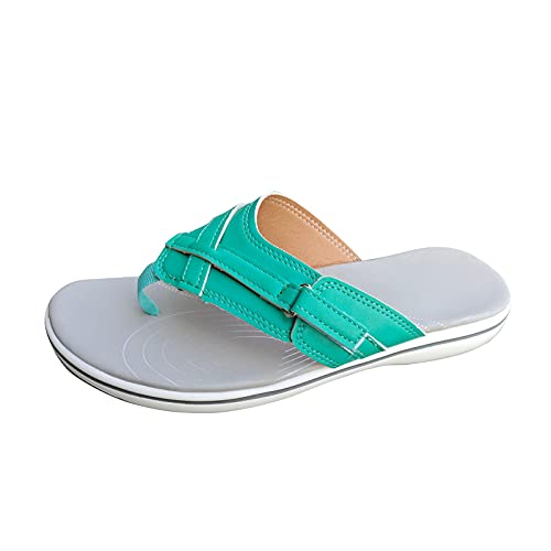 Damen Herren Zehentrenner Sommer Flip Flops Badelatschen Badelatschen Bequeme Kreuz Pantoletten Hausschuhe (Blau, 38) von TT-