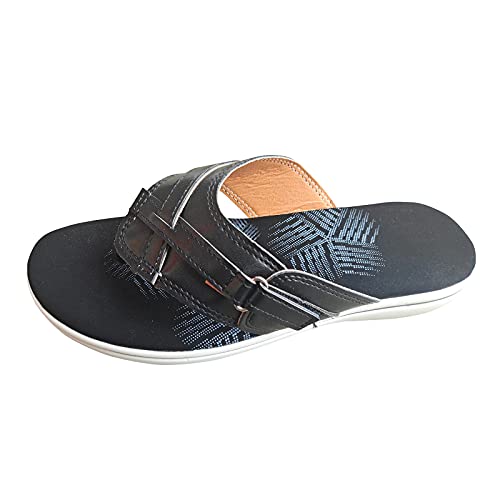 Damen Herren Zehentrenner Sommer Flip Flops Badelatschen Badelatschen Bequeme Kreuz Pantoletten Hausschuhe (Schwarz, 39) von TT-