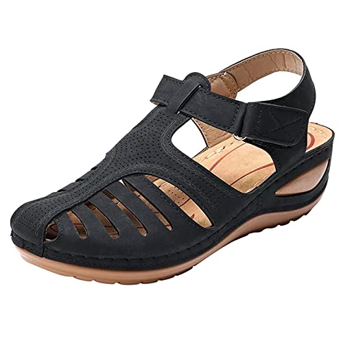 Damen Latschen Closed-TOA Schlappen Wedge Sneaker Pantoffeln Running Casual Outdoor Indoor Shoes Slippers Halbschuhe Schuhe Freizeitschuhe Women Casual Shoes Hausschuhe (Schwarz, 37) von TT-