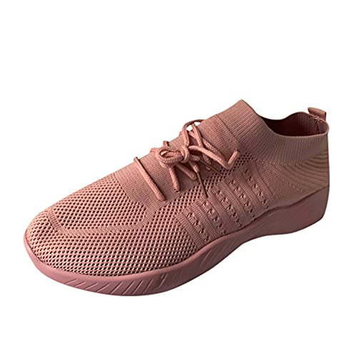 Damen Mesh Sneaker Flache Schuhe Damen Beiläufige Sportschuhe Atmungsaktive Schuhen Sommer Herbst Turnschuhe Laufschuhe Sportschuhe Freizeitschuhe Straßenlaufschuhe (Rosa, 37) von TT-