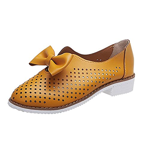 Damen Mokassins,Freizeitschuhe Loafers Schuhe für Frauen - Women Schuhe, Modische Damen Loafer Schuhe, Damenschuhe Loafers Keil Schuhe Sneaker mit Keilabsatz Mädchen (Gelb, 37) von TT-