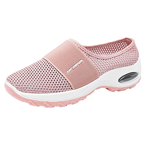 Damen Pumps Outdoor Fitnessschuhe Sneaker Turnschuhe Atmungsaktiv Laufschuhe Walkingschuhe Sportschuhe Freizeitschuhe Straßenlaufschuhe Trainer für Outdoor Fitness Gym (Rosa, 39) von TT-