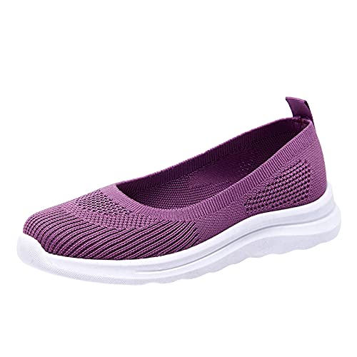 Damen Sportschuhe Slippers Mesh Atmungsaktiv Sneaker Espadrilles Running Casual Outdoor Indoor Shoes Slippers Halbschuhe Flache Schuhe Freizeitschuhe Women Laufschuhe Straßenlaufschuhe (Lila, 37) von TT-