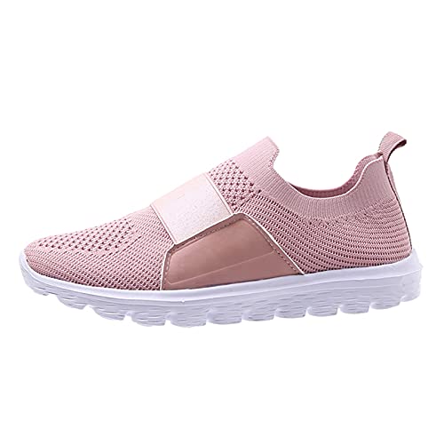 Frauen Sneaker Flache Schuhe Damen Beiläufige Sportschuhe Atmungsaktive Schuhen Sommer Herbst Turnschuhe Straßenlaufschuhe Luftkissen Fitness Walkingschuhe für Damen (Rosa, 39) von TT-