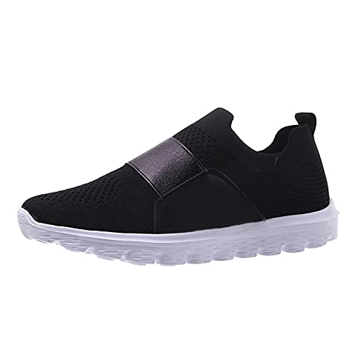 Frauen Sneaker Flache Schuhe Damen Beiläufige Sportschuhe Atmungsaktive Schuhen Sommer Herbst Turnschuhe Straßenlaufschuhe Luftkissen Fitness Walkingschuhe für Damen (Schwarz, 37) von TT-