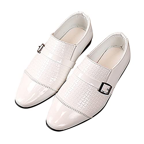 Kinder Jungen Oxford Kleid Schuhe für Freizeit Business Casual Männer Freizeitschuhe für Sommer Winter Elegante Brogue Herrenschuhe Sneaker Oxford Halbschuhe Sneakers (Weiß, 21) von TT-