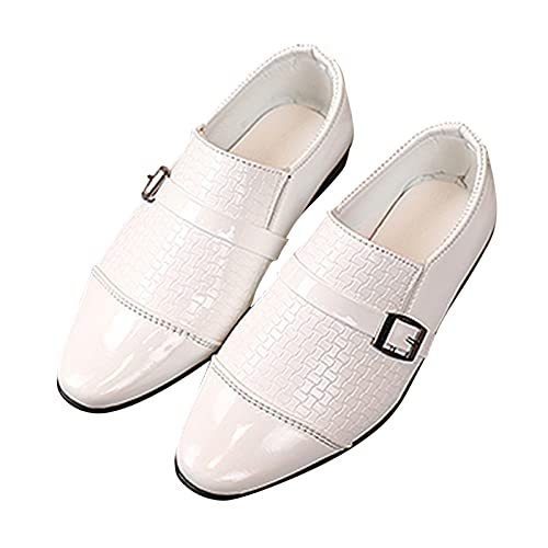 Kinder Jungen Oxford Kleid Schuhe für Freizeit Business Casual Männer Freizeitschuhe für Sommer Winter Elegante Brogue Herrenschuhe Sneaker Oxford Halbschuhe Sneakers (Weiß, 25) von TT-