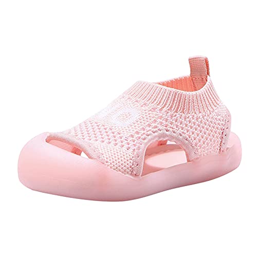 Kinder Mädchen Jungen Geschlossen Mesh Slippers Schuhe Atmungsaktiv Prinzessin Sandalen Flach Kinderschuhe Frühling Sommer Hausschuhe Walkingschuhe Freizeitschuhe (Rosa, 15) von TT-