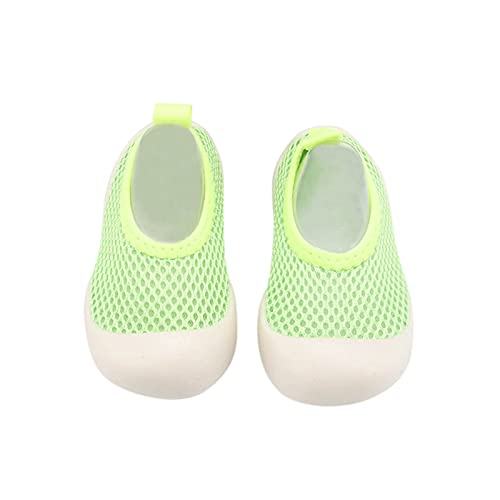 Kleinkindschuhe 0M-4Y Baby First-Walking Babyschuhe Einfarbig Weiche Sohle Rutschfestes Netz Atmungsaktives Streifentrainer Kleinkindgitter Kinderschuhe (Grün, 12-18M) von TT-