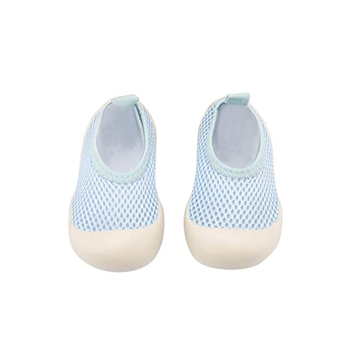 Kleinkindschuhe 0M-4Y Baby First-Walking Babyschuhe Einfarbig Weiche Sohle Rutschfestes Netz Atmungsaktives Streifentrainer Kleinkindgitter Kinderschuhe (Himmelblau, 12-18M) von TT-