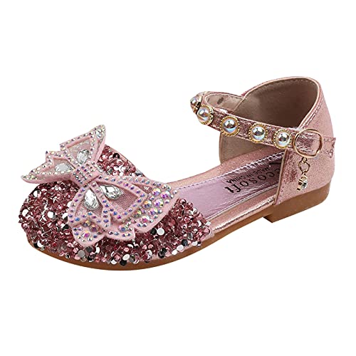 Mädchen Mary Jane mit Bowknot Crystal Prinzessin Schuhe Kinder Butterfly Sandalen Partei Schuhe Girl Kostüm Zubehör Karneval Verkleidung Party Aufführung Fasching Tanzball (Rosa, 22) von TT-