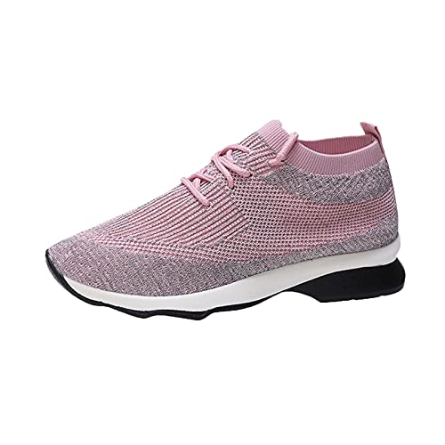 Slip-on Turnschuhe Sport Leisure Damen Laufschuhe Atmungsaktiv Sportschuhe Sneaker Schuhe Straßenlaufschuhe Freizeitschuhe für Outdoor Fitness Sporthalle Leichtgewichts Walkingschuhe (Rosa, 37) von TT-