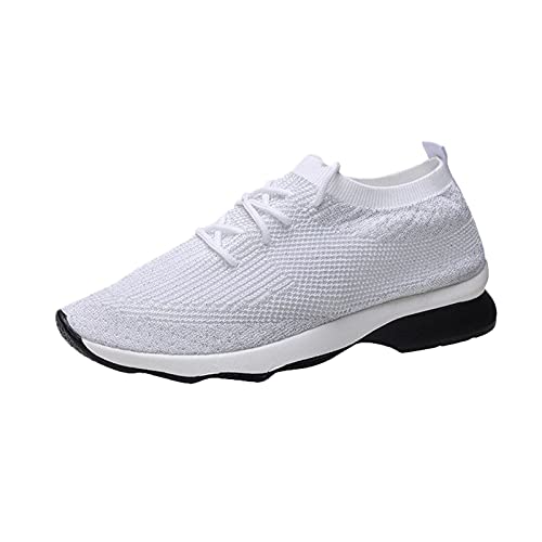 Slip-on Turnschuhe Sport Leisure Damen Laufschuhe Atmungsaktiv Sportschuhe Sneaker Schuhe Straßenlaufschuhe Freizeitschuhe für Outdoor Fitness Sporthalle Leichtgewichts Walkingschuhe (Weiß, 37) von TT-