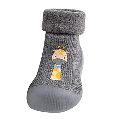 TT- Babysocken Baby Socken Winter Warm Babysöckchen Kindersocken Anti Rutsch Tier Socken Stoppersocken Hausschuhe Anti Rutsch Socken Schuhe Stiefel für Baby Jungen Mädchen (Grau, 9-12 Months) von TT-