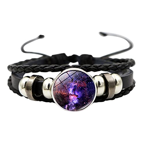 TT- Boho Geflochtenes Armband Wickelarmband mit universum Anhänger für Damen Herren, Band Retro Style - Armkette Schmuck Armband Wickelarmband Verstellbar Kette Bracelet Geschenke (F, Onesize) von TT-