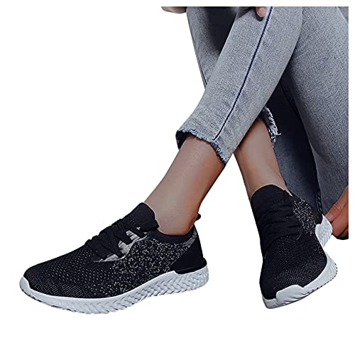 Turnschuhe Damen Laufschuhe Atmungsaktiv Sportschuhe Sneaker Schuhe Straßenlaufschuhe Freizeitschuhe für Outdoor Fitness Sporthalle Atmungsaktiv Running Shoes Walkingschuhe (Schwarz, 37) von TT-