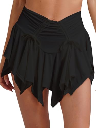 TTAO Damen Transparent Rock Minirock Extrem Kurz Unterrock Slim Fit/Ausgestellt Röckchen Erotische Dessous Reizwäsche Schwarz M M von TTAO