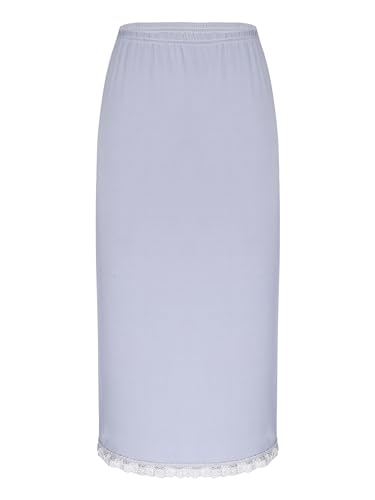 TTAO Damen Unterrock Unterkleid Basic Einfarbig Minirock/Midirock Blickdichte Unterlage Futter für Party Hochzeit Rock Grau Lang Einheitsgröße von TTAO