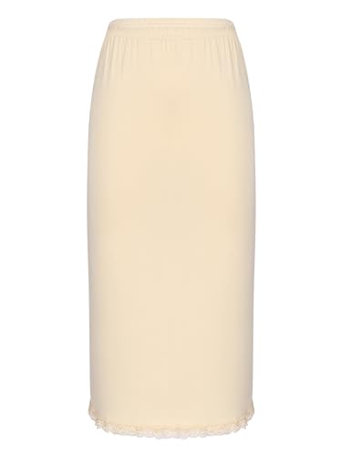 TTAO Damen Unterrock Unterkleid Basic Einfarbig Minirock/Midirock Blickdichte Unterlage Futter für Party Hochzeit Rock Nude Lang Einheitsgröße von TTAO