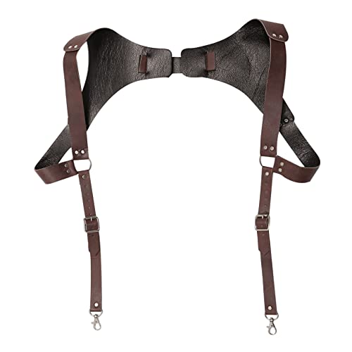 TTAO Einstellbar Hosenträger aus Kunstleder Vintage Mittelalter Renaissance H-Form Brust Harness mit rutschfesten Clips Clubwear Braun Einheitsgröße von TTAO