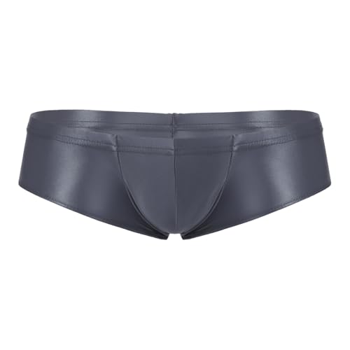 TTAO Herren Glänzende Slip Männer Öl Bikinislips Low Rise Unterhosen Jockstraps Hipster Wetlook Boxershorts Micro Mini Trunks Unterwäsche M-XXL Grau A XXL von TTAO
