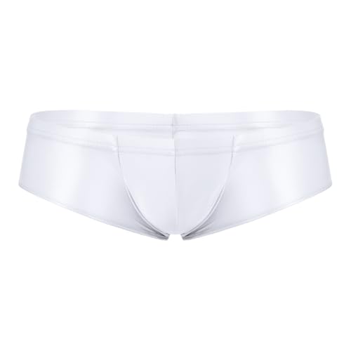 TTAO Herren Glänzende Slip Männer Öl Bikinislips Low Rise Unterhosen Jockstraps Hipster Wetlook Boxershorts Micro Mini Trunks Unterwäsche M-XXL Weiß A M von TTAO