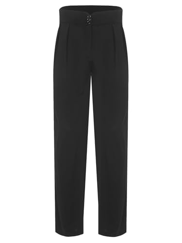 TTAO Herren Lange Hose Standardtanzhose High Waist Stoffhose Straight Bottom Jazz Pants Tango Samba Rumba Walzer Tanzbekleidung Schwarz M von TTAO