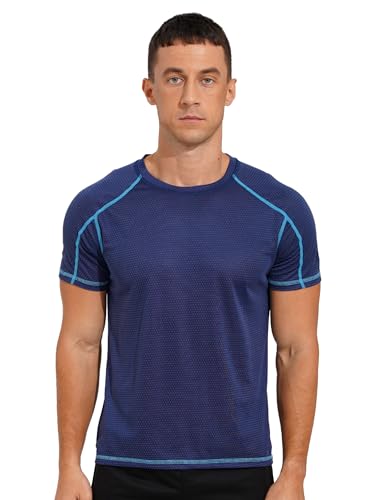 TTAO Herren Sportshirt Achselshirts Laufshirt Sport Kurzarmshirt Unterhemd Fitness Schnelltrocknend Tshirt Trainingsshirt Für Running Jogging Gym Dunkelblau B 6XL von TTAO