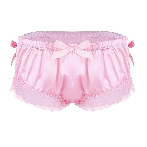 TTAO Herren String Tanga Satin Slips Briefs Männer Sissy Slip Tanga Thong Schlüpfer Erotik Dessous Unterwäsche Sissy Maid Unterwäsche Gay Unterhose Tanga Lingerie Rosa M von TTAO