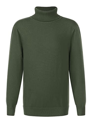 TTAO Jungen Rollkragen Turtleneck Strickpullover Stehkragen Pullover Sweater Warme Basic Feinstrick Rollkragenpullover Grün 134-140 von TTAO