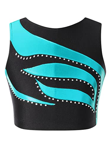 TTAO Kinder Mädchen Glänzend Tank Top Ärmelloser Strass Crop Top Unterhemd Sport Shirts Ballett Tanz Oberteile Gymnastik Bauchfrei See Grün 146-152 TTAO Kinder Mädchen Glänzend Tank Top Ärmelloser Strass Crop Top Unterhemd Sport Shirts Ballett Tanz Oberteile Gymnastik Bauchfrei See Grün 146-152 von TTAO