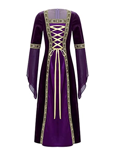 TTAO Mädchen Mittelalter Kleid Langarm/Kurzarm Renaissance Königin Prinzessin Partykleid Lange Trompetenärmel Festkleid Midi Lang Cosplay Outfits Violett 134-140 TTAO Mädchen Mittelalter Kleid Langarm/Kurzarm Renaissance Königin Prinzessin Partykleid Lange Trompetenärmel Festkleid Midi Lang Cosplay Outfits Violett 134-140 von TTAO